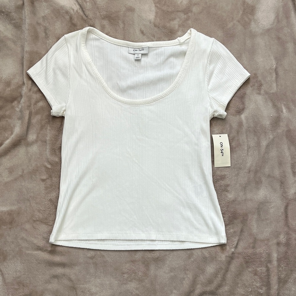 White Classic Ribbed Women's Top